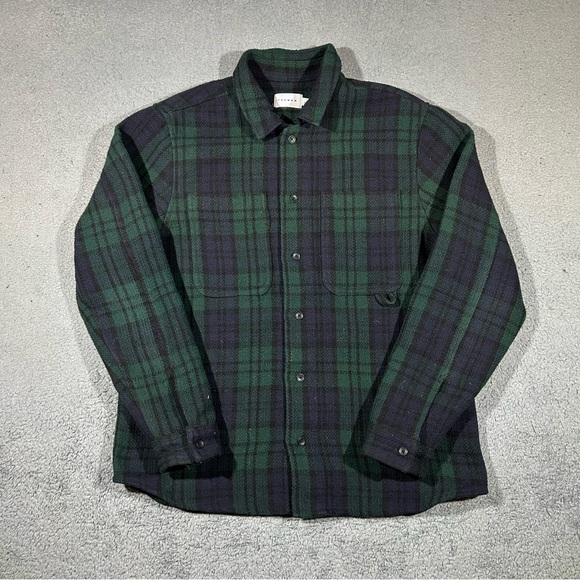 Green & black Topman flannel heavyweight Button up jacket Men’s Large 0548 - Picture 1 of 9
